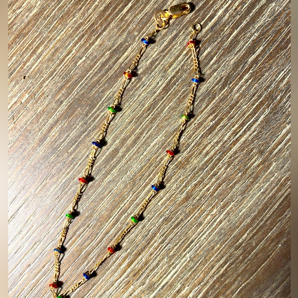 Dainty gold bracelet/anklet with colorful beading